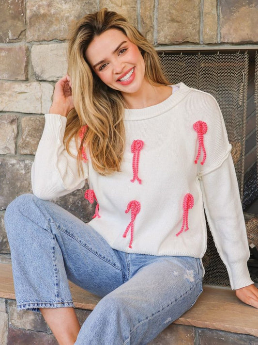 Simply Southern Cable Knit Sweater with Bows