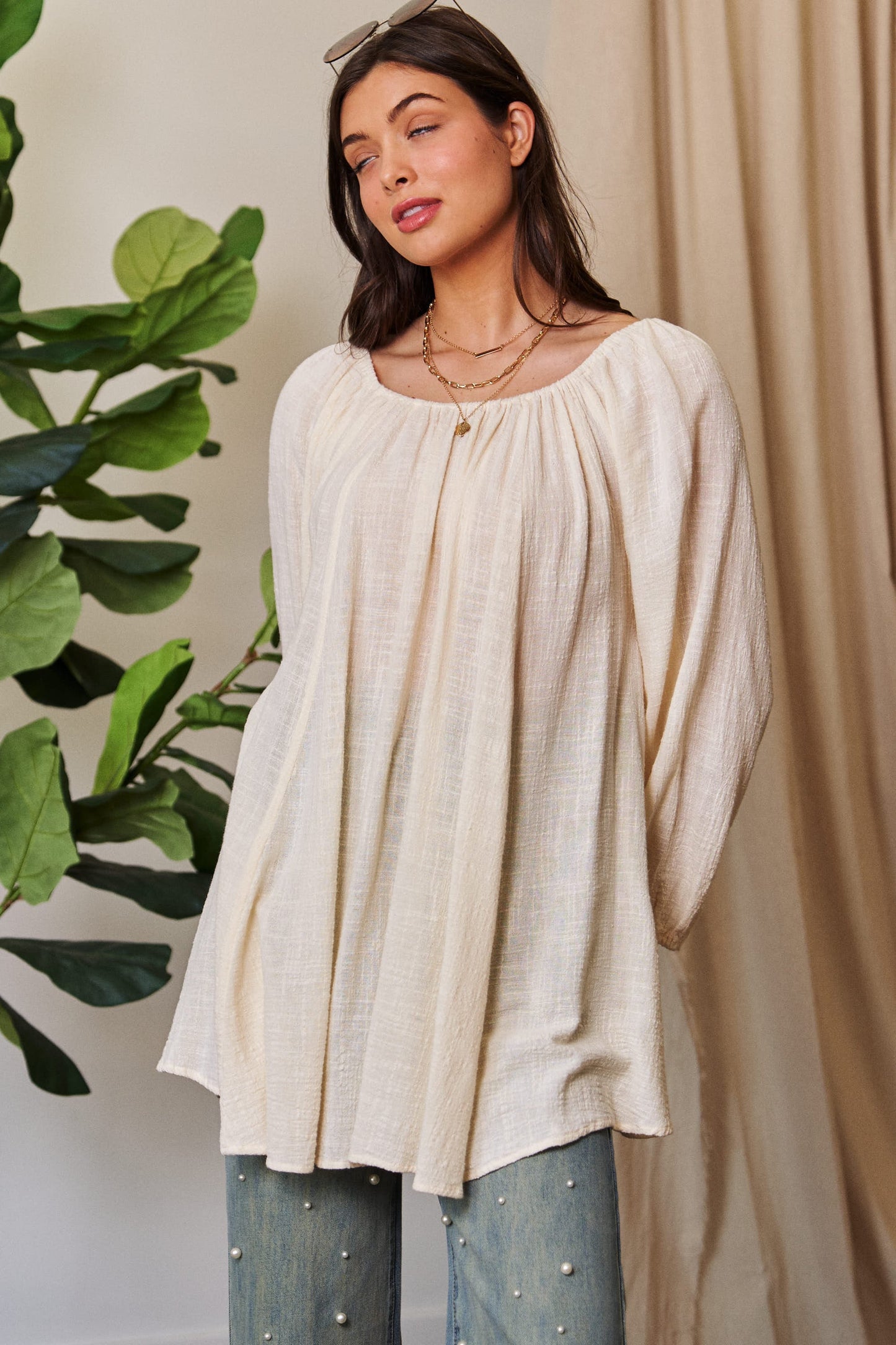 Crinkle Fabric Swing Top