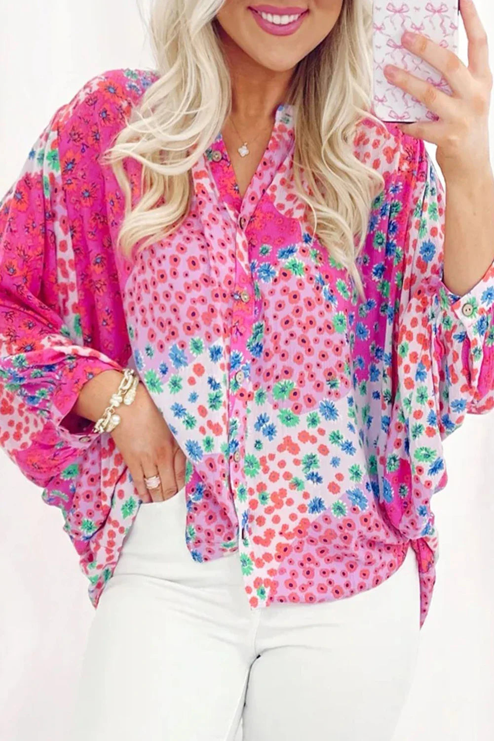 Floral Print Dolman Sleeve Top