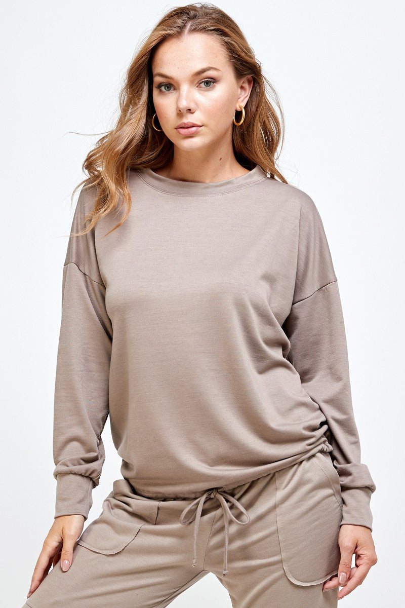 Solid Knit Tie Front Top