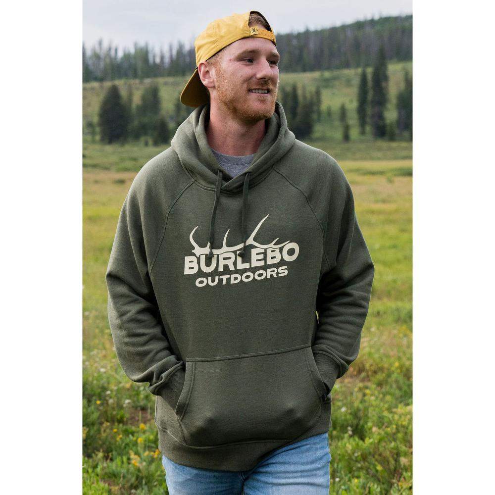 Burlebo Men's Olive Elk Horn Hoodie