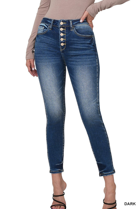 Zenana Button Fly Skinny Jeans