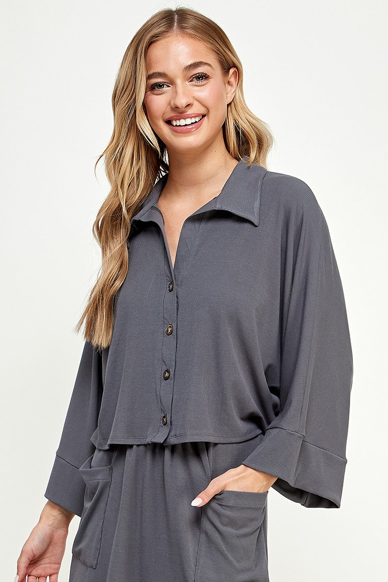 Ribbed Skirt with Pockets