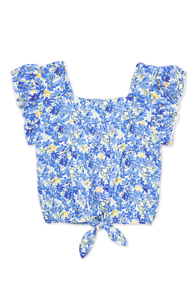 Toddlers Ruffle Sleeve Tie Front Blouse