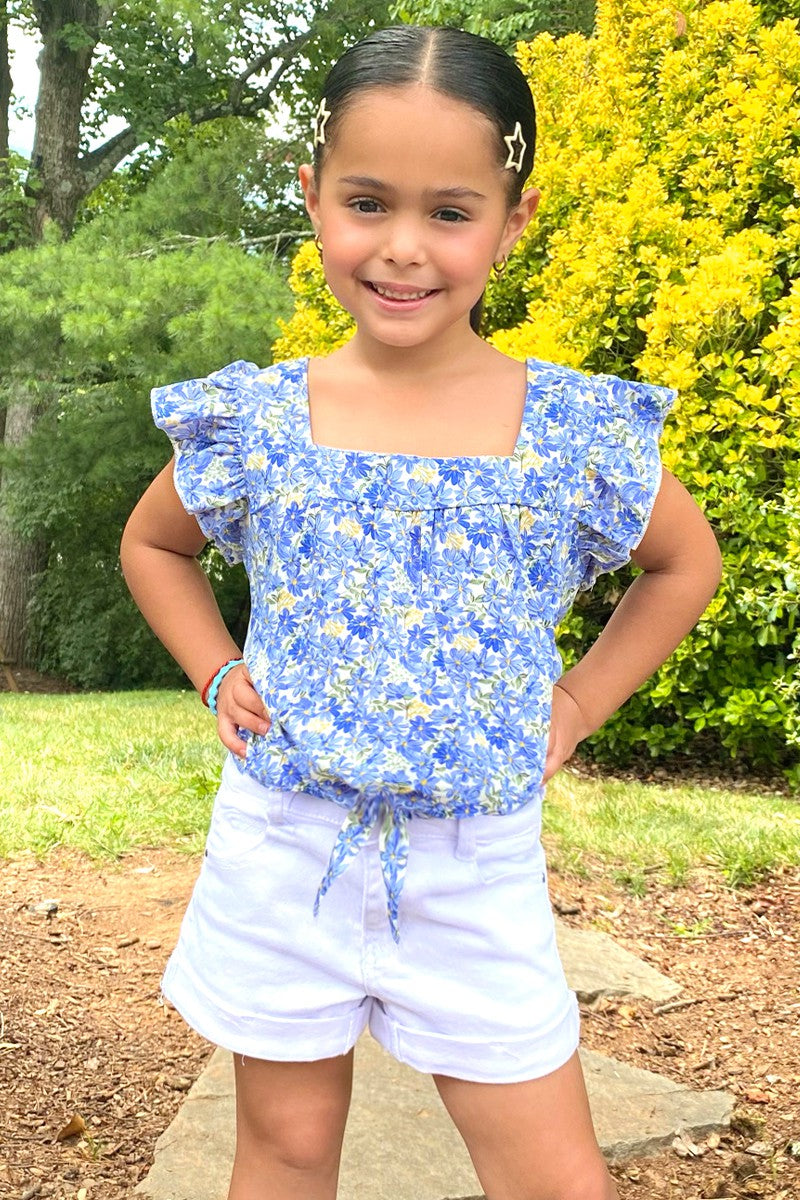 Toddlers Ruffle Sleeve Tie Front Blouse