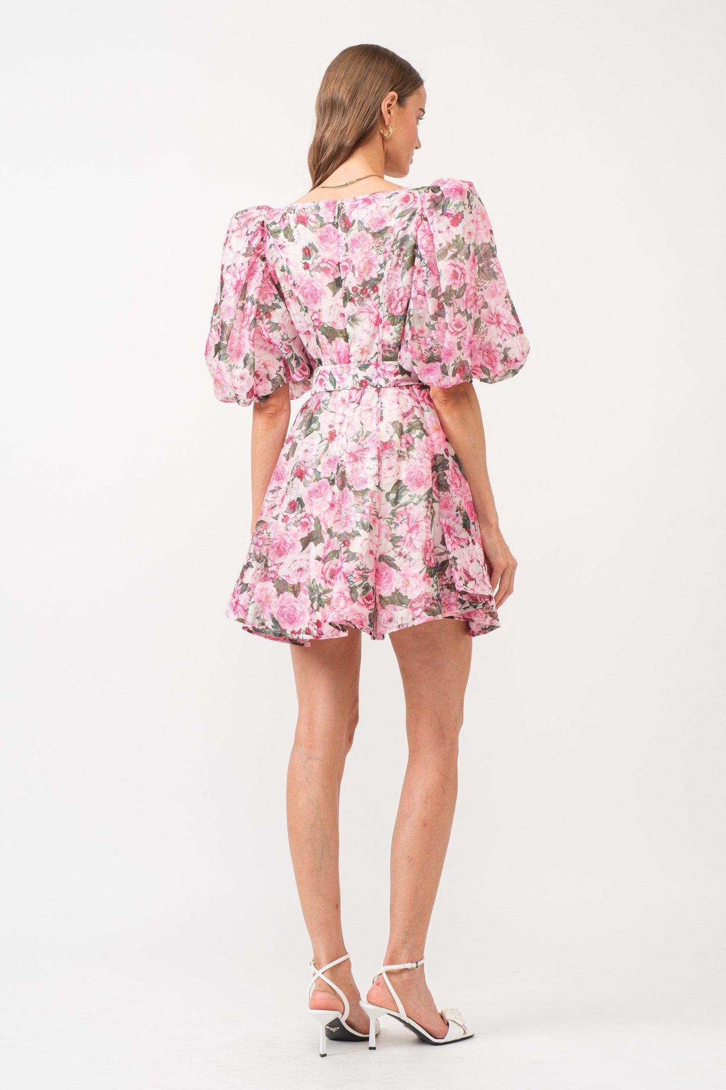 Floral Printed Organza Mini Dress