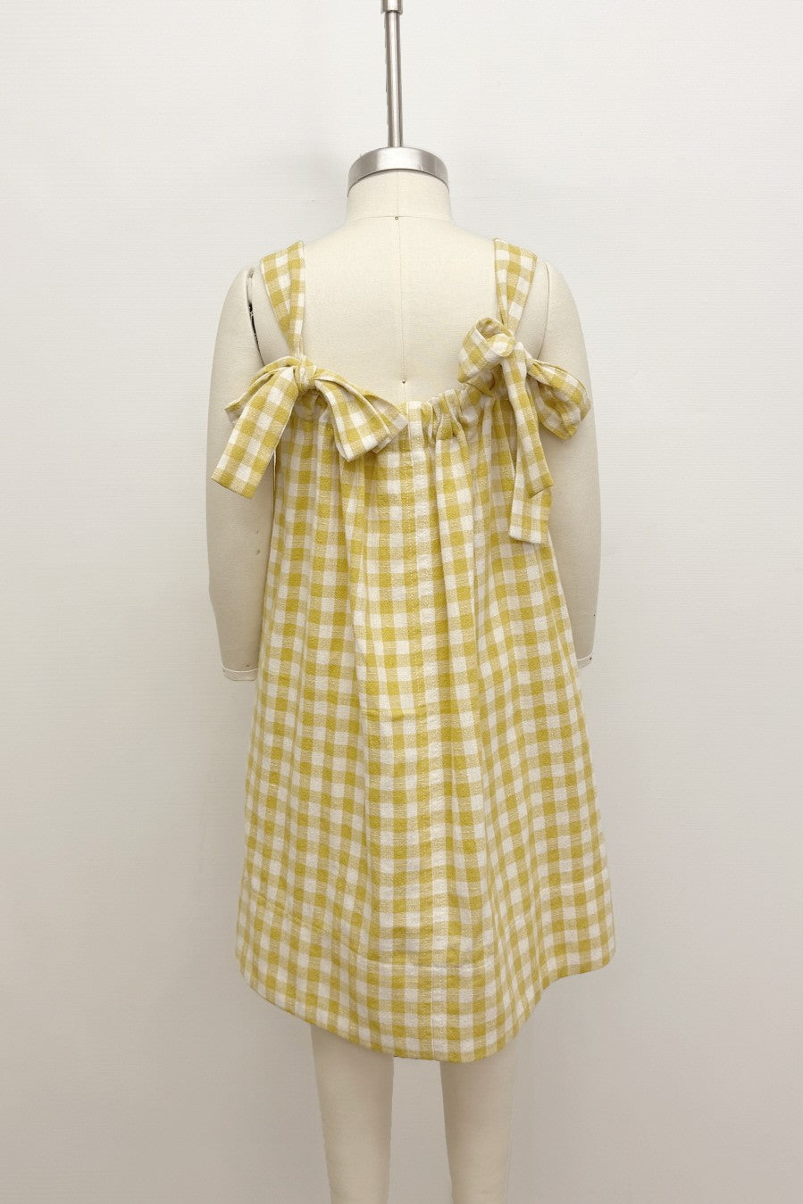 Gingham Pattern Dress with Tie Straps