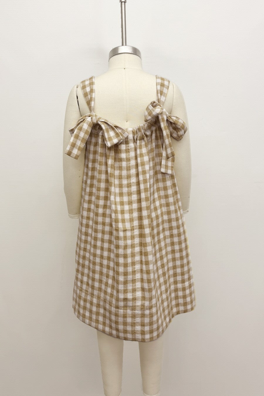 Gingham Pattern Dress with Tie Straps