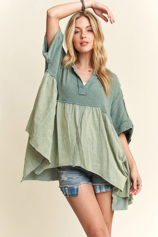 Oversized Mineral Washed Flare Top