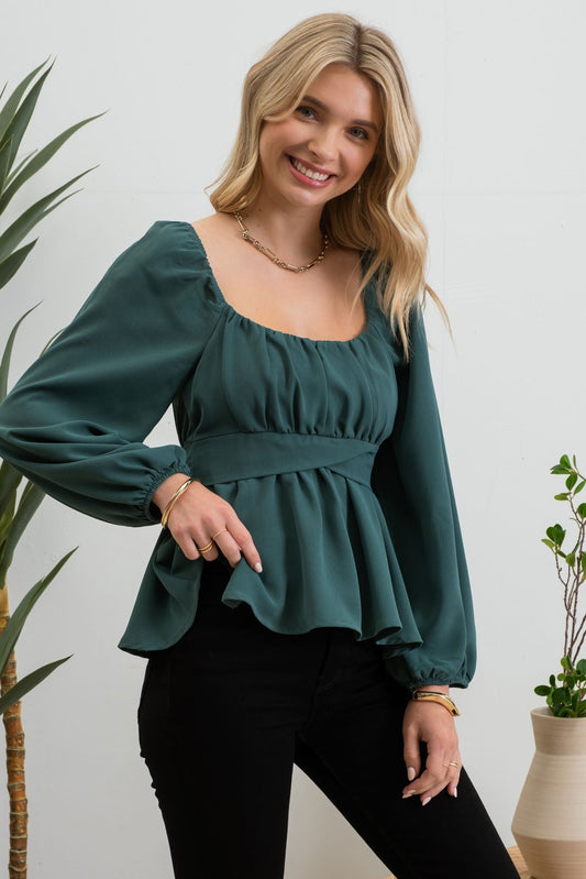 Long Sleeve Tie Back Blouse