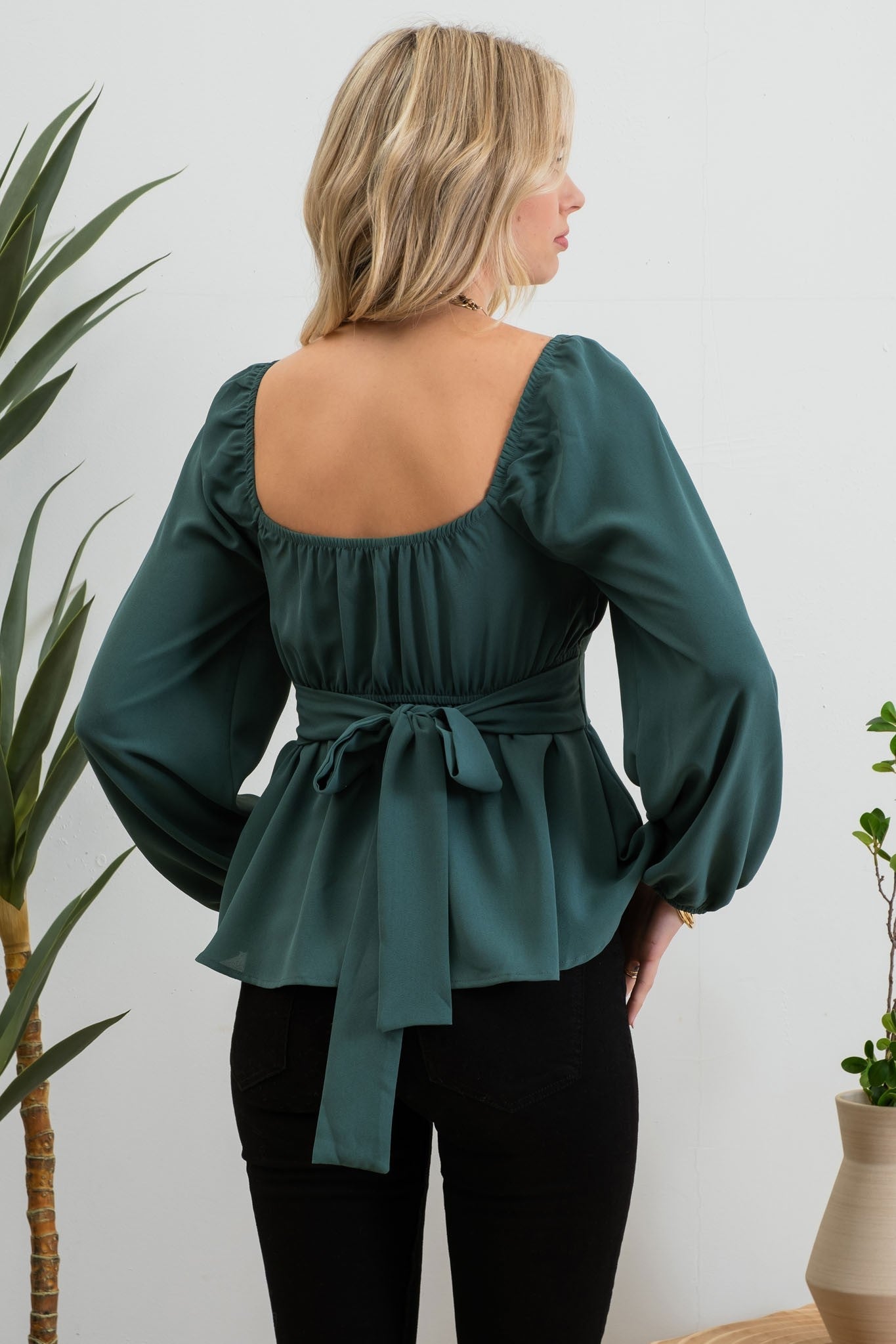 Long Sleeve Tie Back Blouse