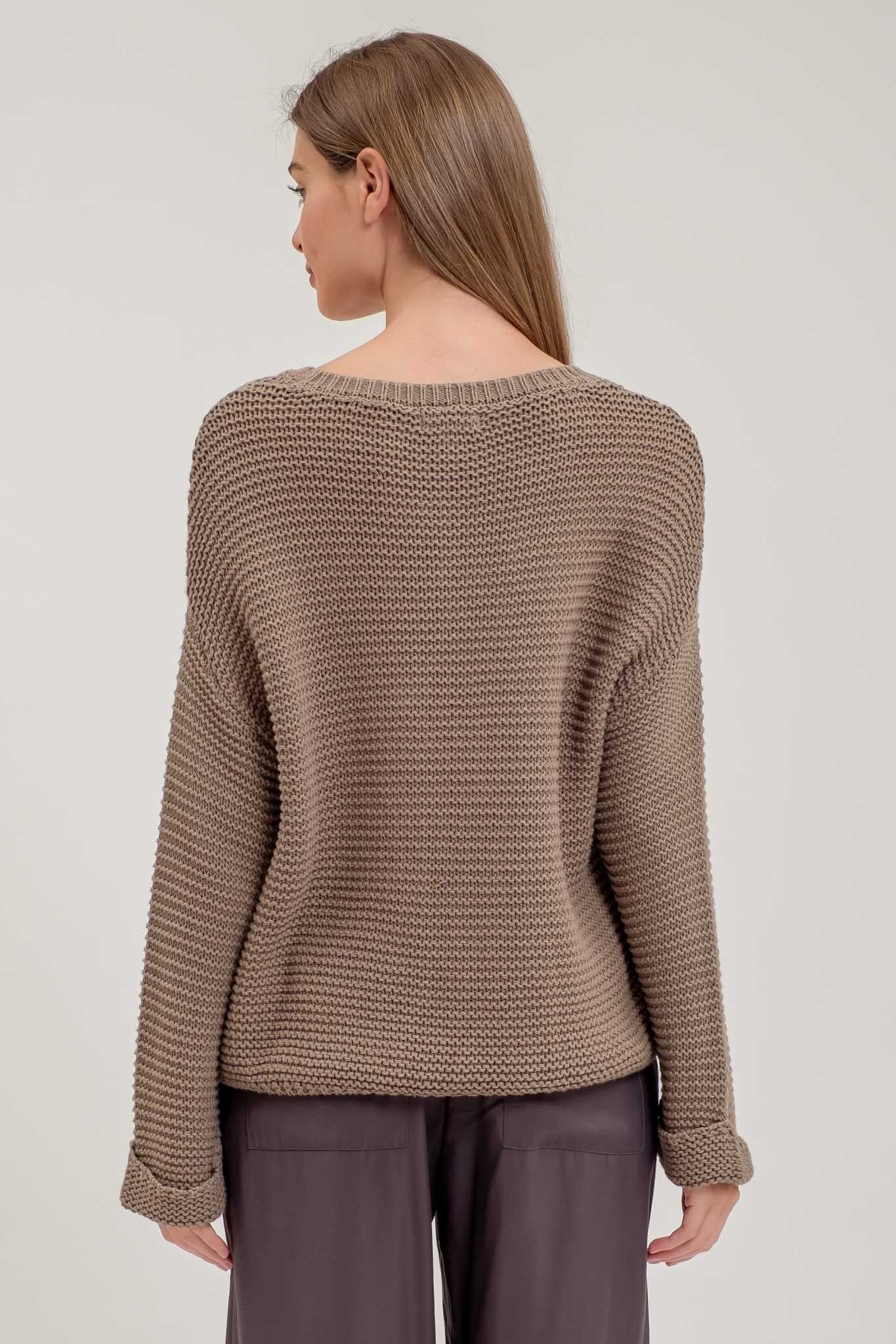 Chunky Knit Long Sleeve Cuff Pullover Sweater