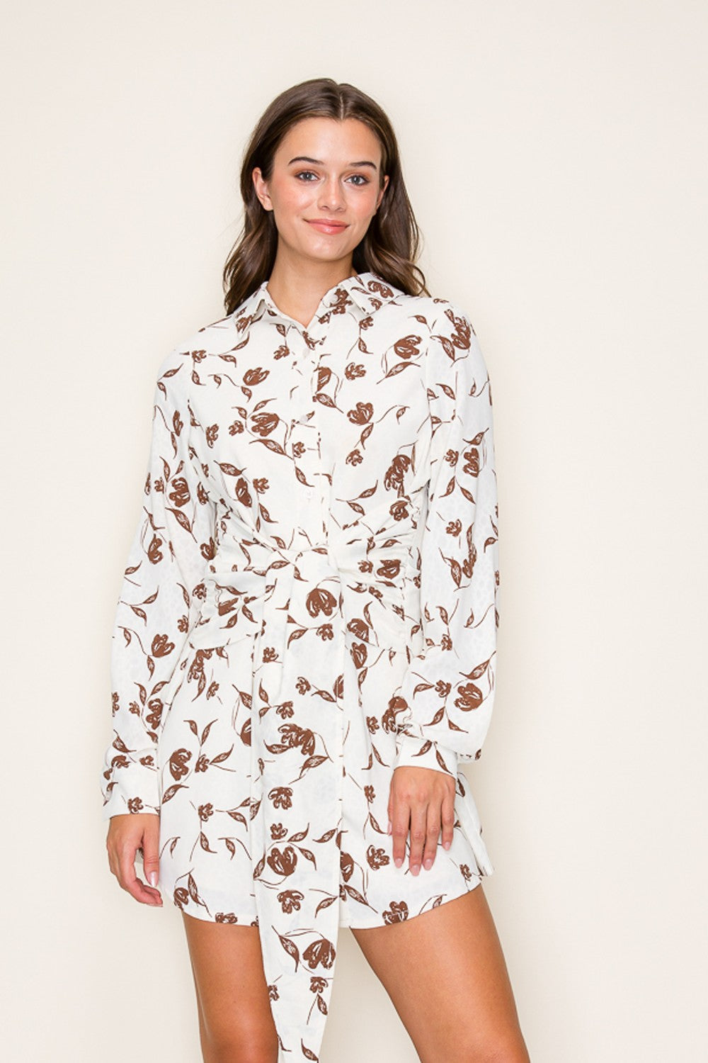 Mood-Setting Autumn Floral Shirt Dress