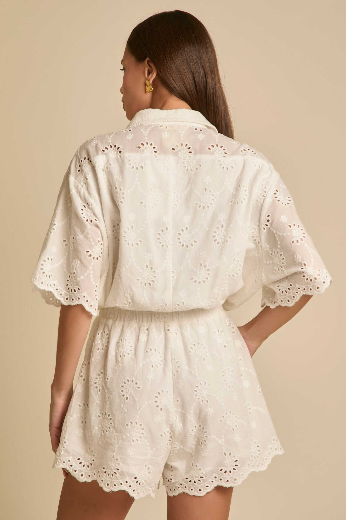 Eyelet Lace Pocket Romper