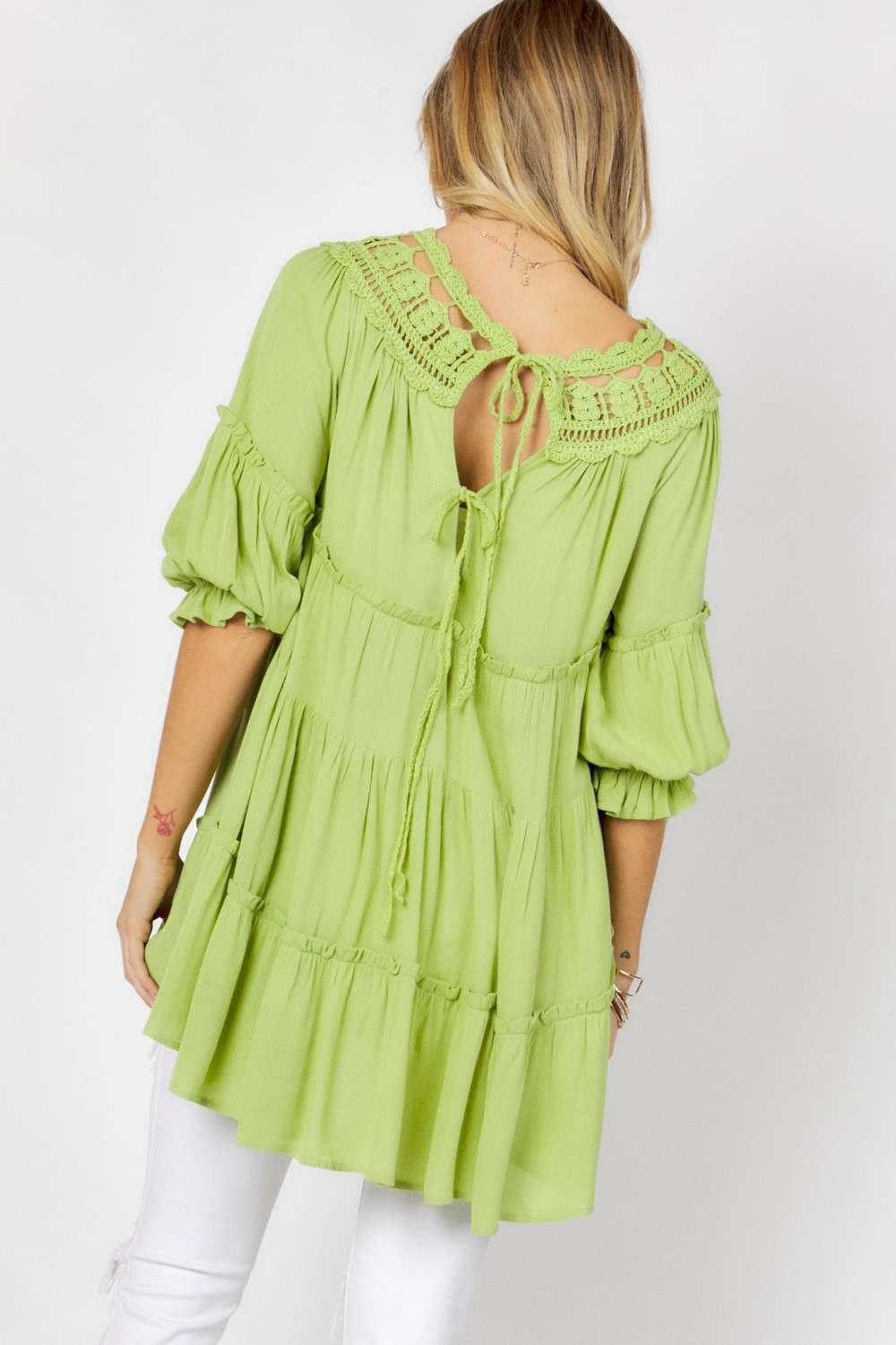 Flare Top with Cute Knitted Neck Accent