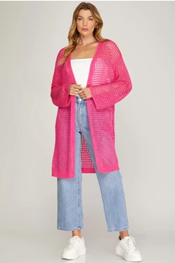 Sheer Open Front Cardigan Sweater