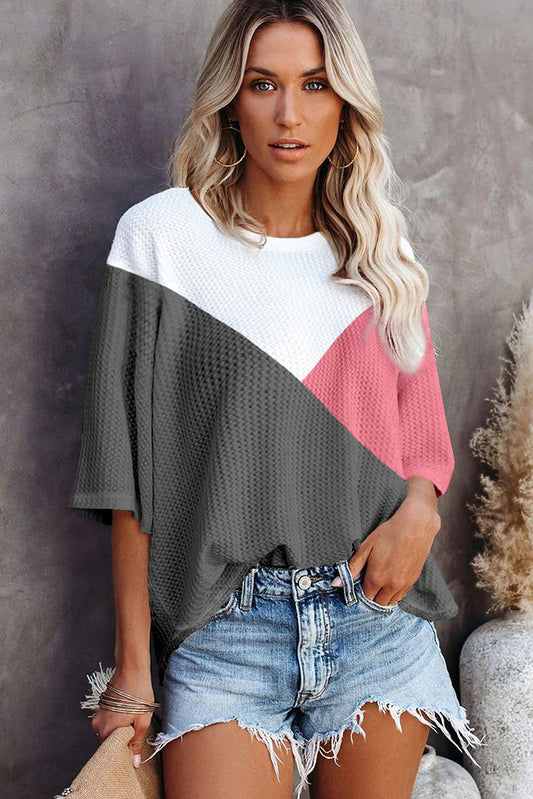 Waffle Weave Color Block T