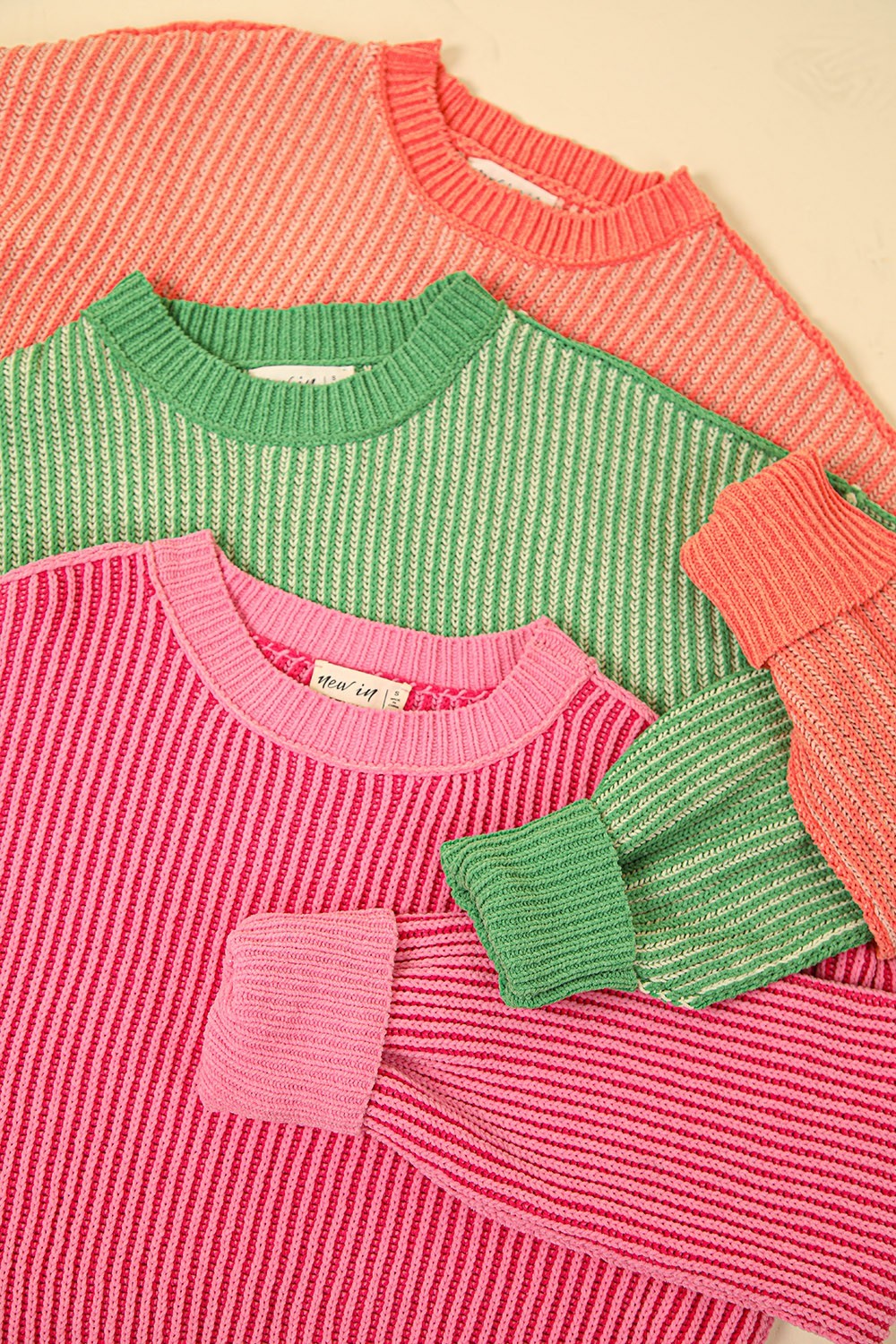 Oversized Two Toned Casual Stripe Sweater