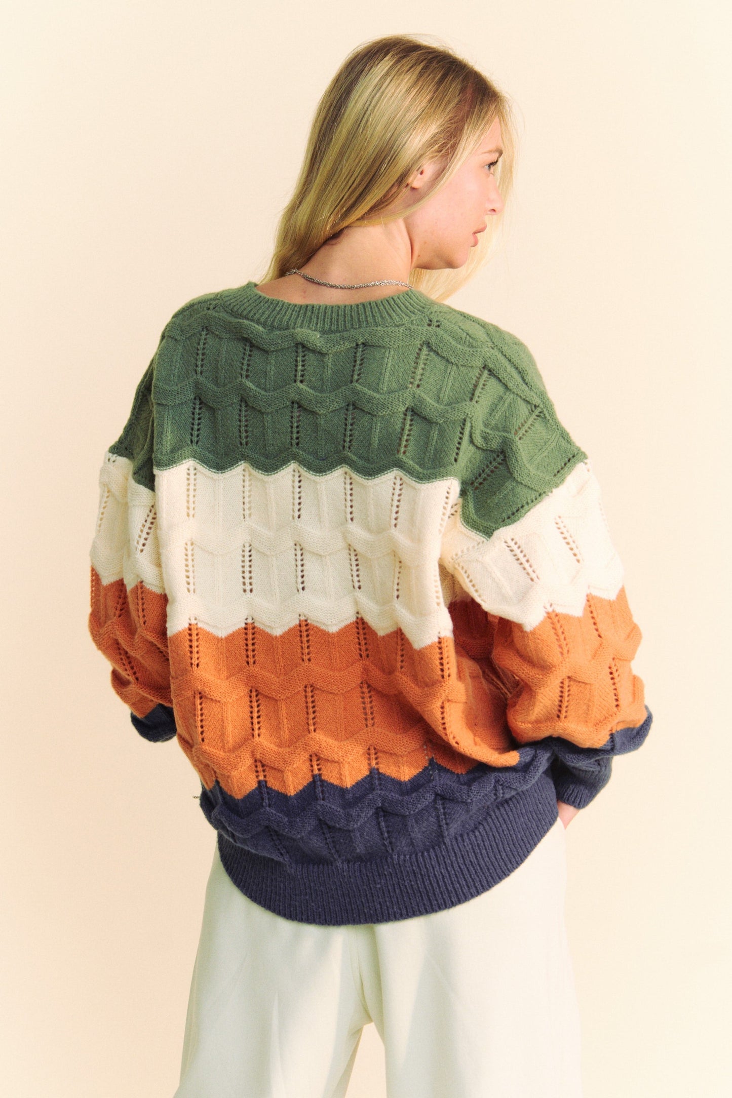 V-Neck Color Block Sweater