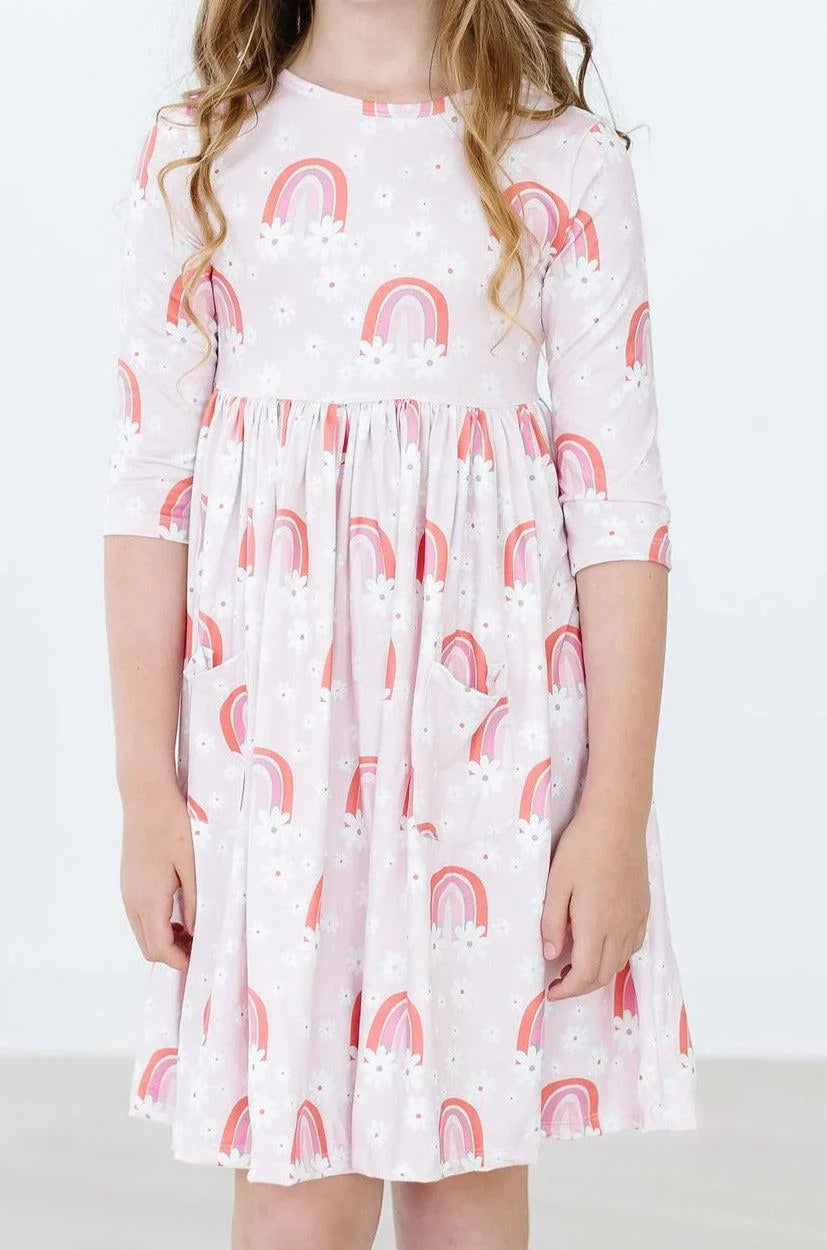 Fun & Flowers 3/4 Sleeve Pocket Twirl Dress