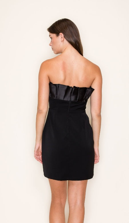 Ruffled H-line Tube Mini Dress