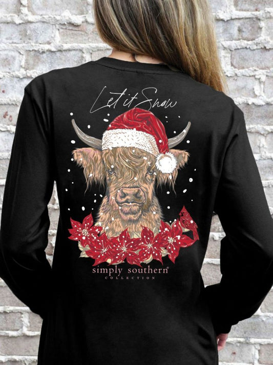 Simply Southern Highland Snow Cow Long Sleeve Shirt