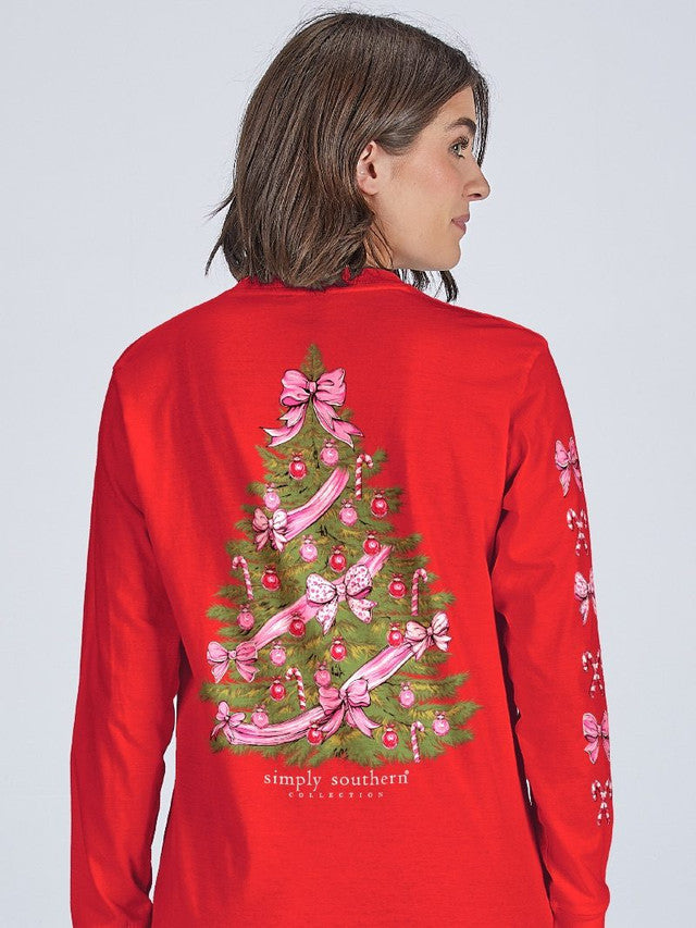 SIMPLY SOUTHERN WOMENS LONG SLEEVE RED WITH TREE