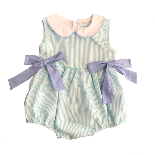 Blue Striped Peter Pan Bow Bubble