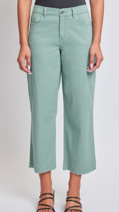 Evergreen Cropped High-Rise Wide Leg Trouser Pants