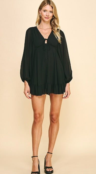 V-Neck Button Down Mini Dress