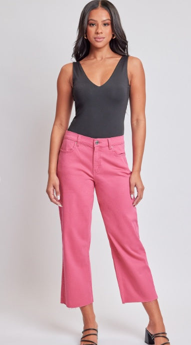 Barberry Pink Cropped High-Rise Wide Leg Pants