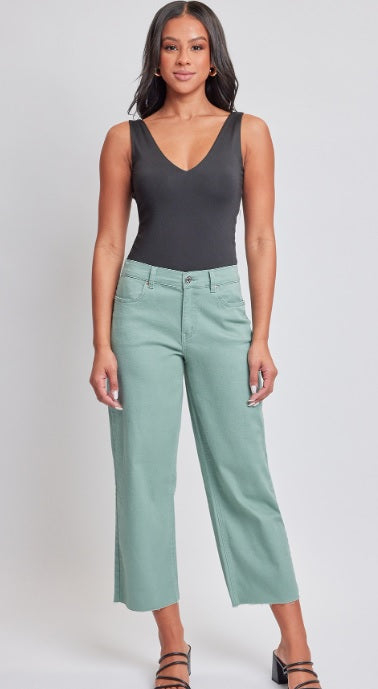 Evergreen Cropped High-Rise Wide Leg Trouser Pants