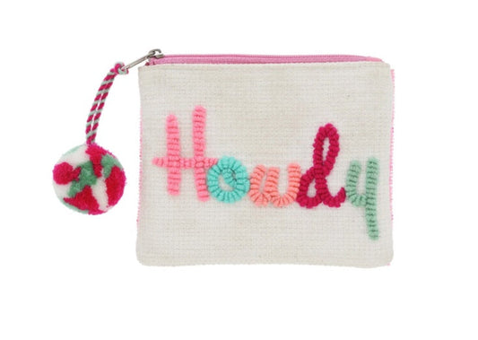 Beaded Back Pom Coin Purse