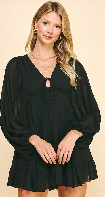 V-Neck Button Down Mini Dress