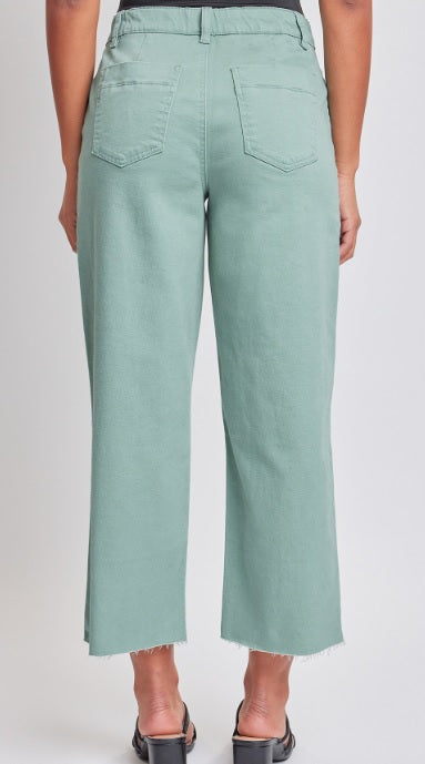Evergreen Cropped High-Rise Wide Leg Trouser Pants