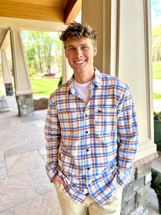 Simply Southern Mens Plaid Brown Shacket