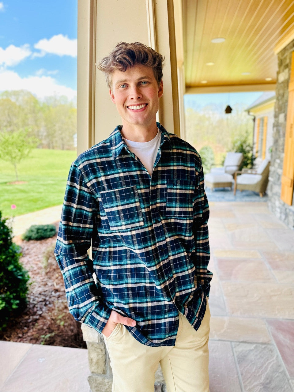 Simply Southern Mens Teal Shacket