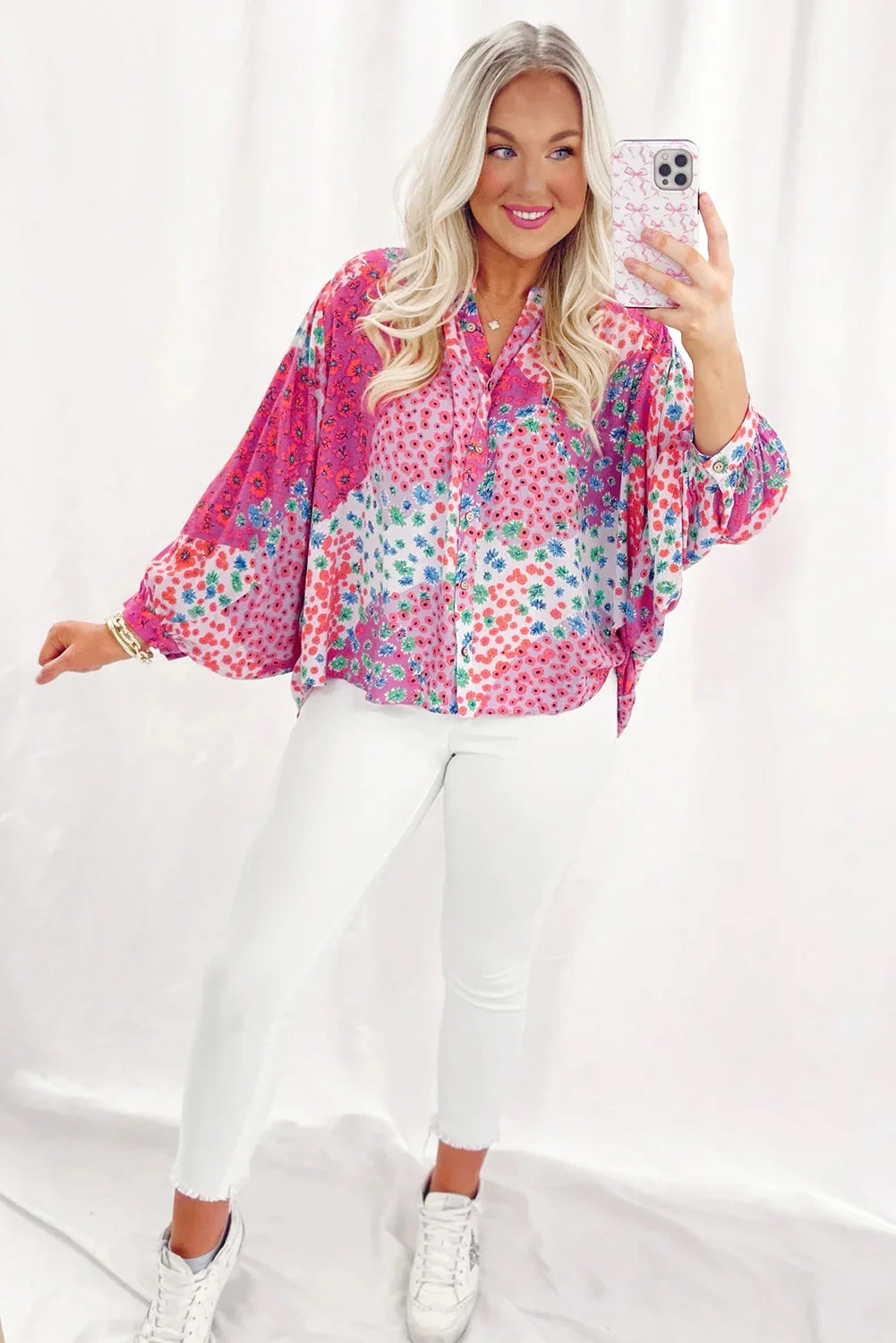 Floral Print Dolman Sleeve Top