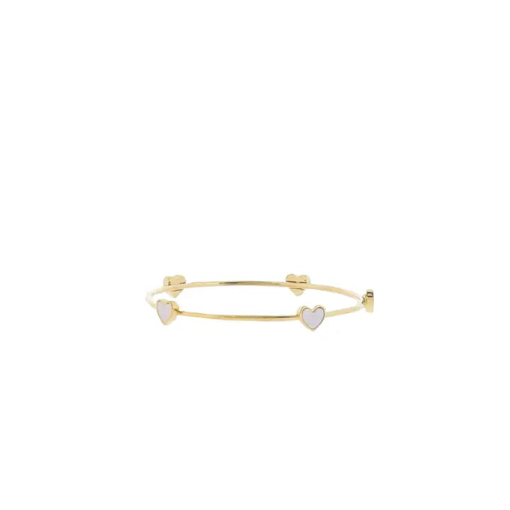 jane marie18K Gold Plated Bangle Bracelet with Pearl Hearts