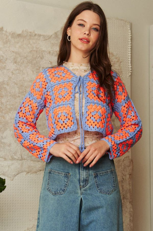 Crochet Crop Granny Square Cardigan