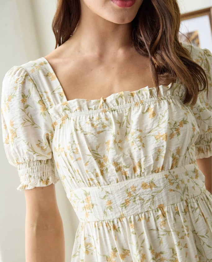 Floral Smock Detailed Mini Dress