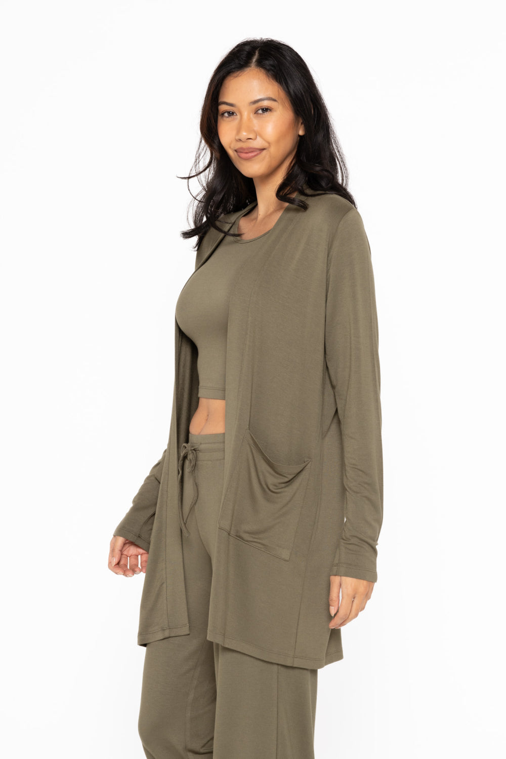 Mono B Lounge Open Front Terry Cardigan