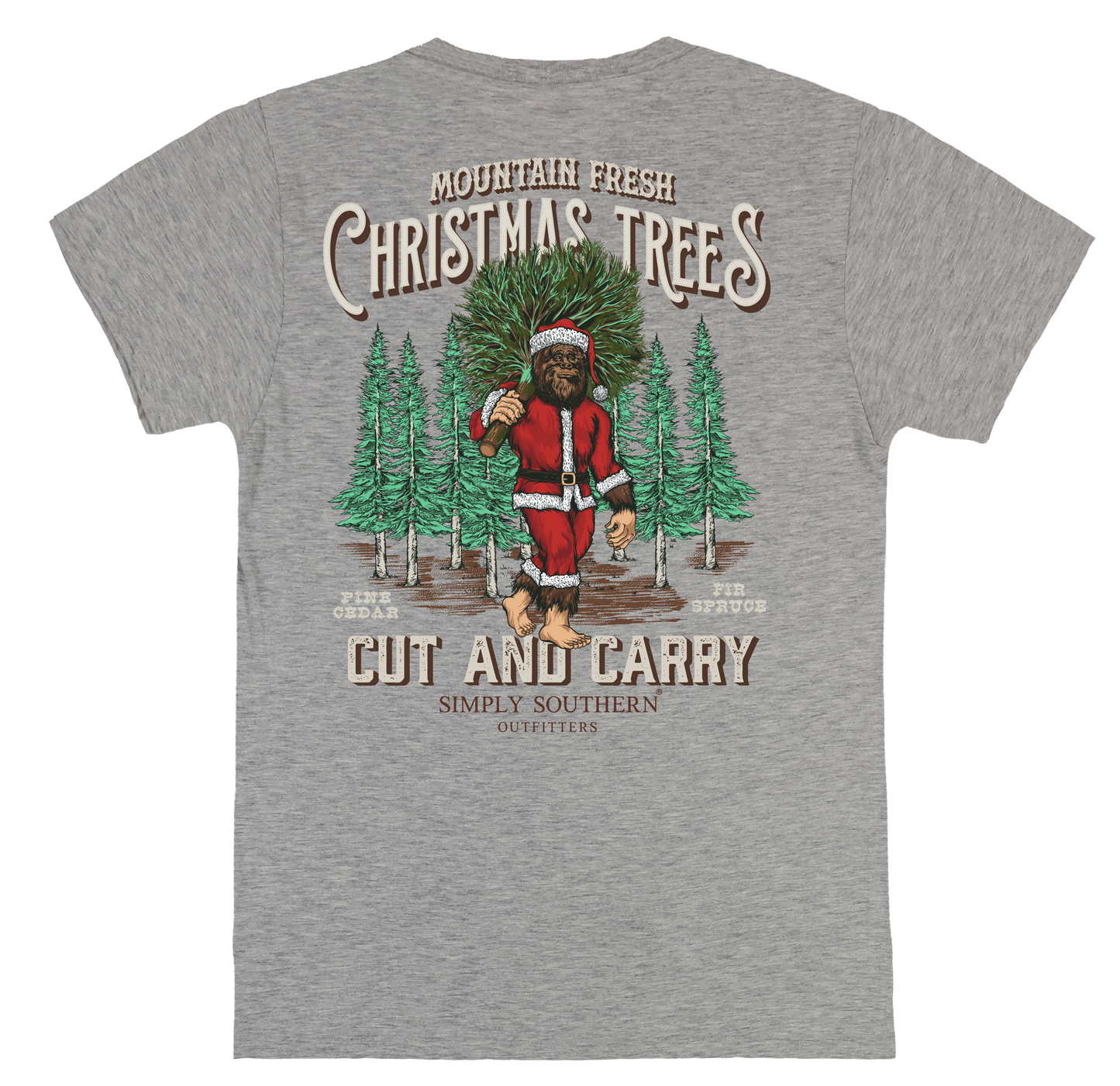 Simply Southern Sasquatch Christmas Tree Short Sleeve Tshirt