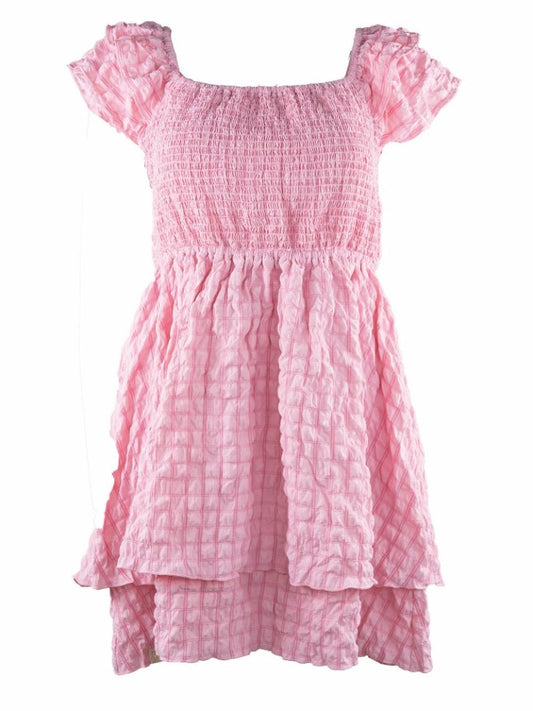 Pink Textured Tie Back Dress