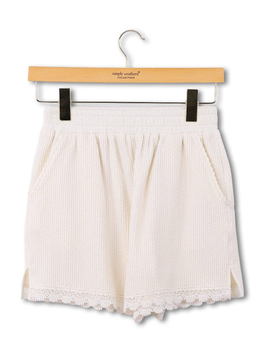 SS Lace Detailed Shorts Pearl