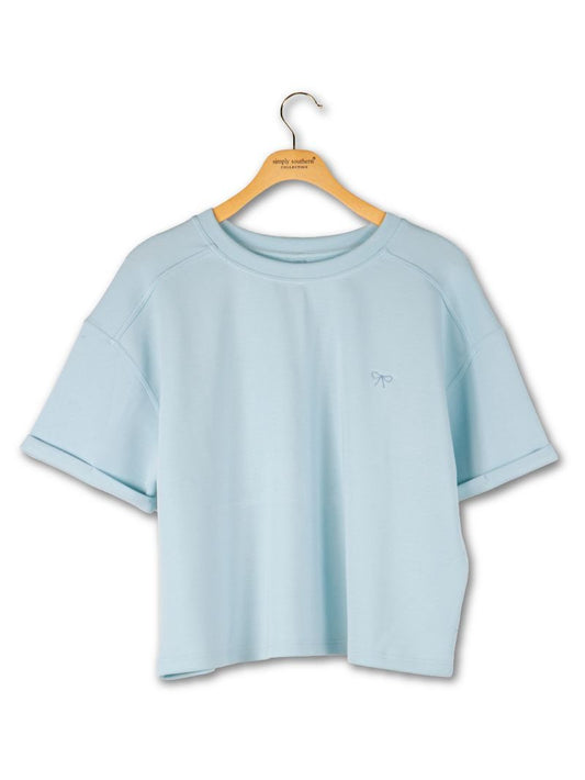 SS Blue Cropped Shirt