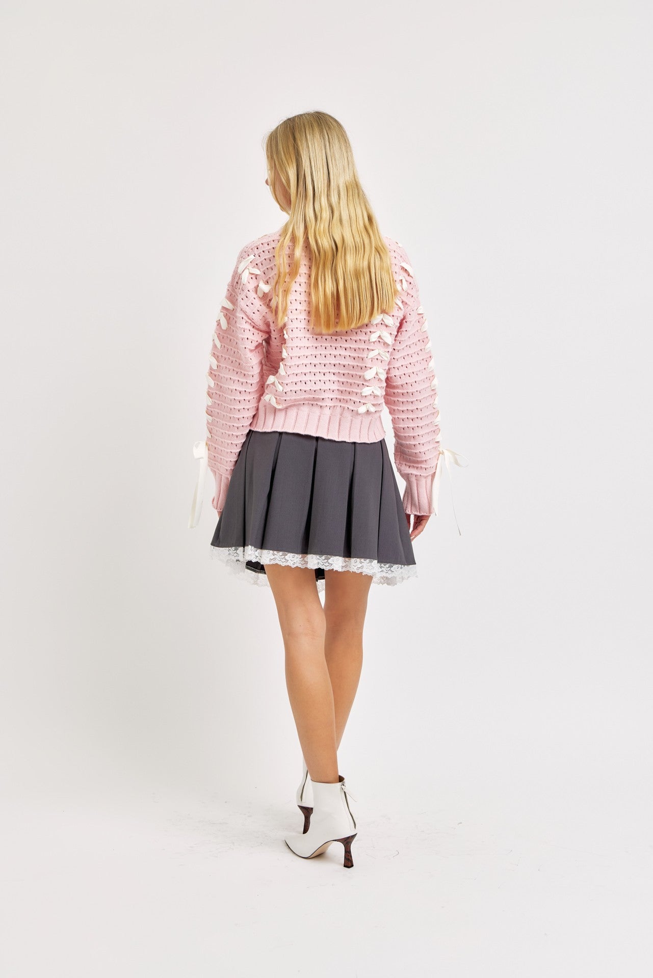 Cardigan Sweater with Ribbon Detail