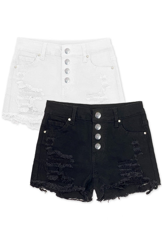 Girls Denim Distressed Shorts