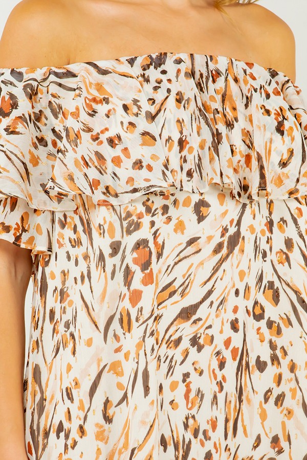 Off Shoulder Leopard Print Dress