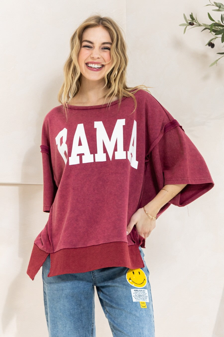 Bama Game Day Washed Knit Top